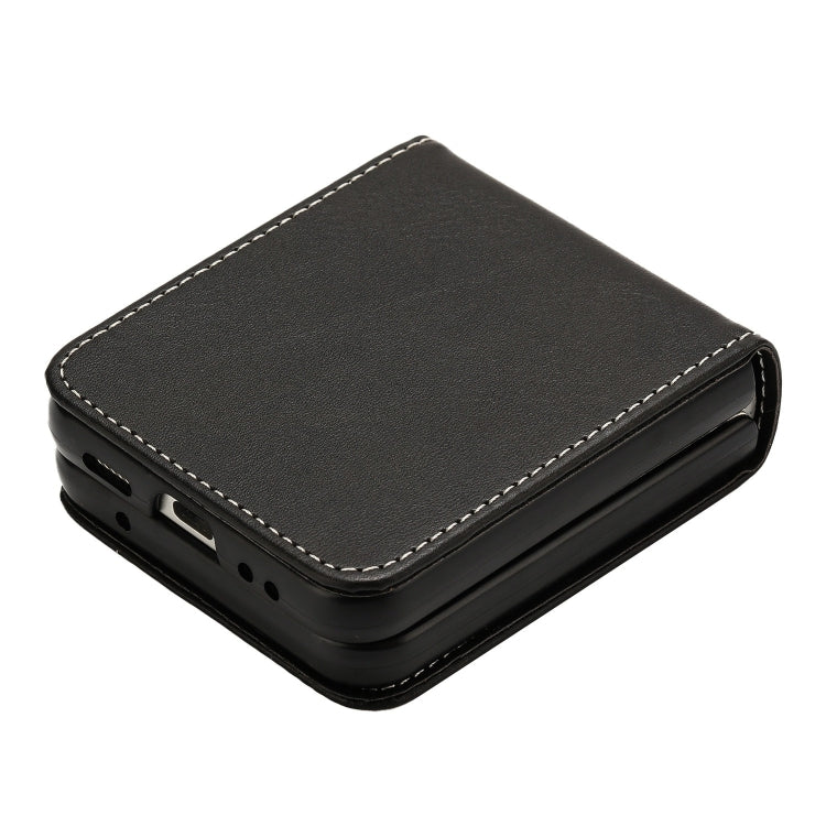 For Samsung Galaxy Z Flip5 Solid Color Calf Texture Folding Leather Phone Case