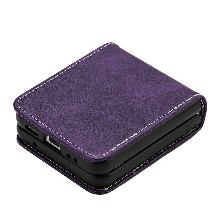 For Samsung Galaxy Z Flip4 Solid Color Calf Texture Folding Leather Phone Case