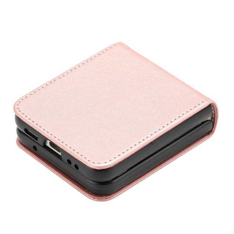For Samsung Galaxy Z Flip4 Solid Color Calf Texture Folding Leather Phone Case