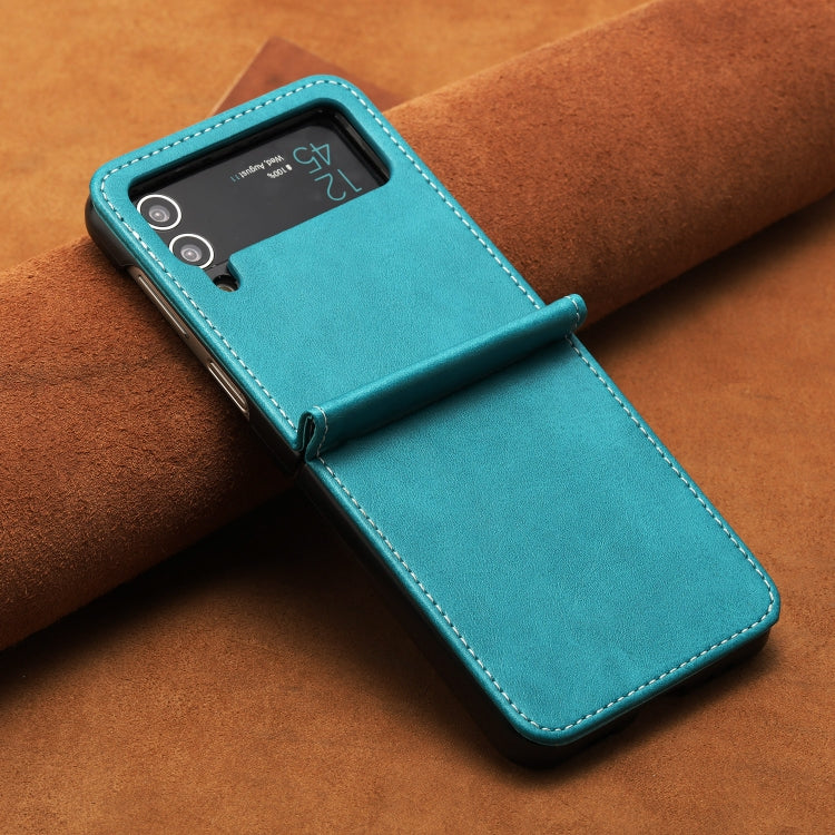 For Samsung Galaxy Z Flip3 5G Solid Color Calf Texture Folding Leather Phone Case