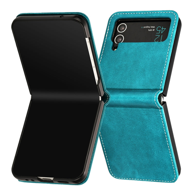 For Samsung Galaxy Z Flip3 5G Solid Color Calf Texture Folding Leather Phone Case