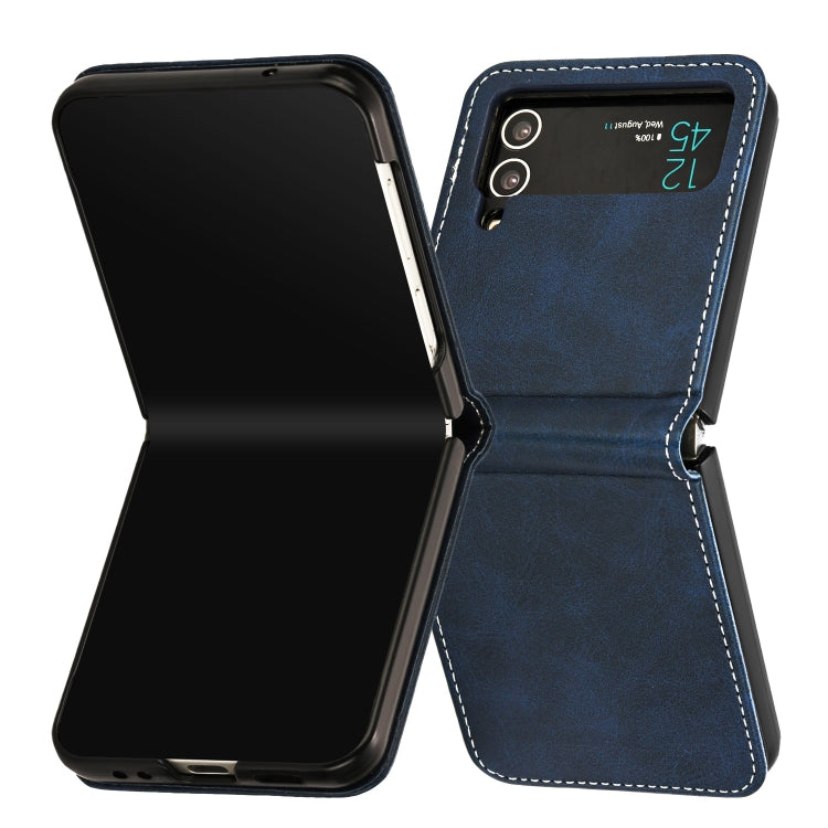 For Samsung Galaxy Z Flip3 5G Solid Color Calf Texture Folding Leather Phone Case