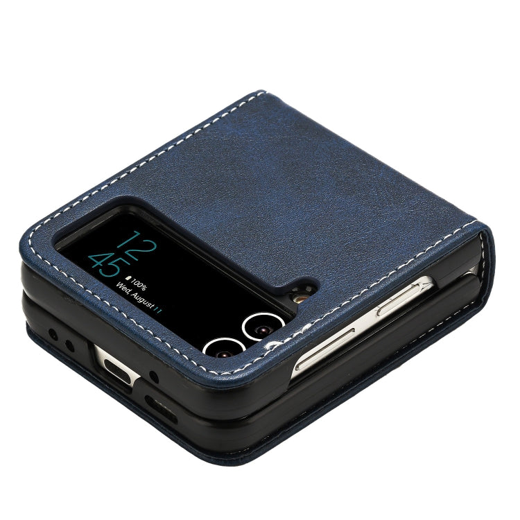 For Samsung Galaxy Z Flip3 5G Solid Color Calf Texture Folding Leather Phone Case