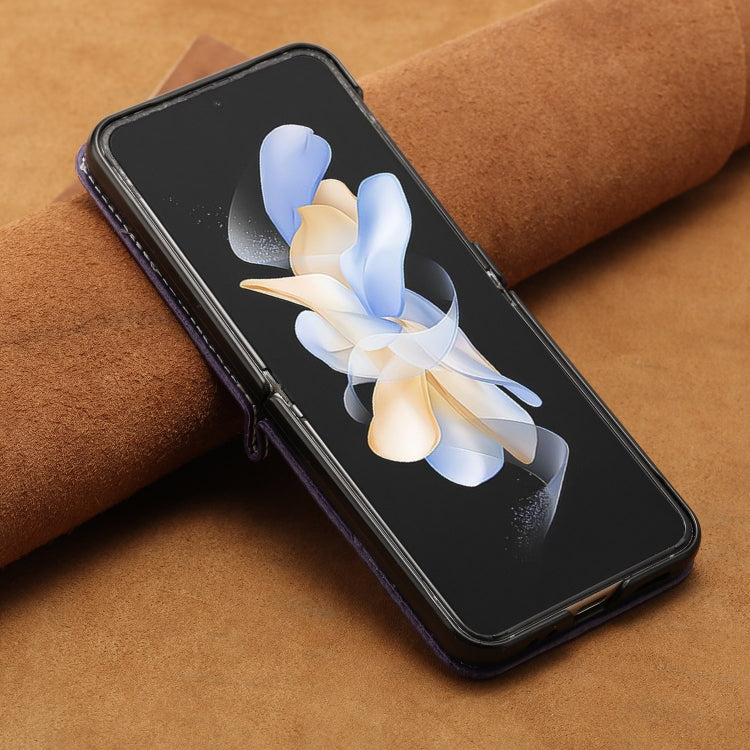 For Samsung Galaxy Z Flip3 5G Solid Color Calf Texture Folding Leather Phone Case