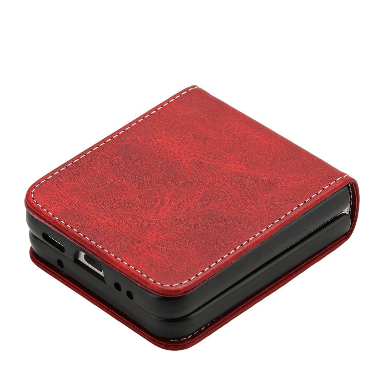 For Samsung Galaxy Z Flip3 5G Solid Color Calf Texture Folding Leather Phone Case