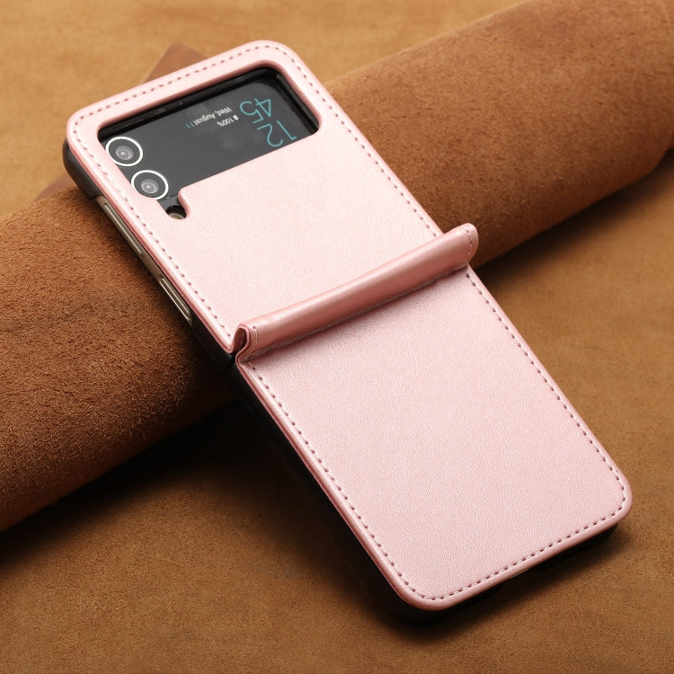 For Samsung Galaxy Z Flip3 5G Solid Color Calf Texture Folding Leather Phone Case