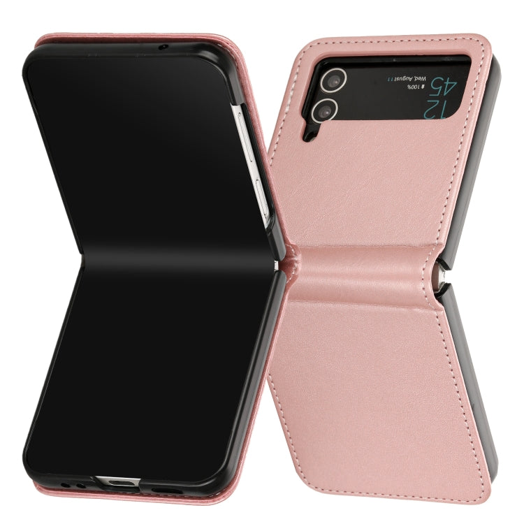 For Samsung Galaxy Z Flip3 5G Solid Color Calf Texture Folding Leather Phone Case