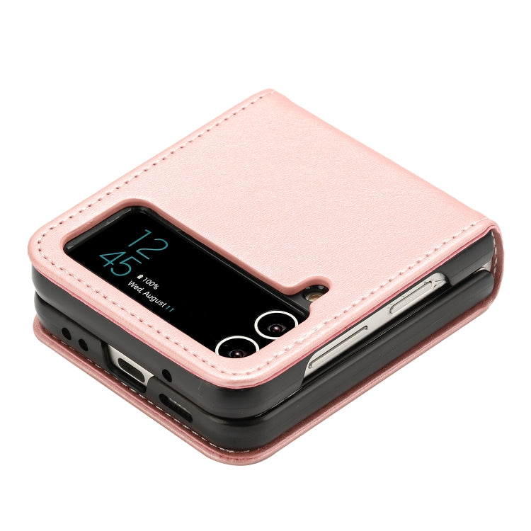 For Samsung Galaxy Z Flip3 5G Solid Color Calf Texture Folding Leather Phone Case