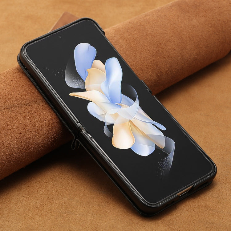 For Samsung Galaxy Z Flip3 5G Solid Color Calf Texture Folding Leather Phone Case