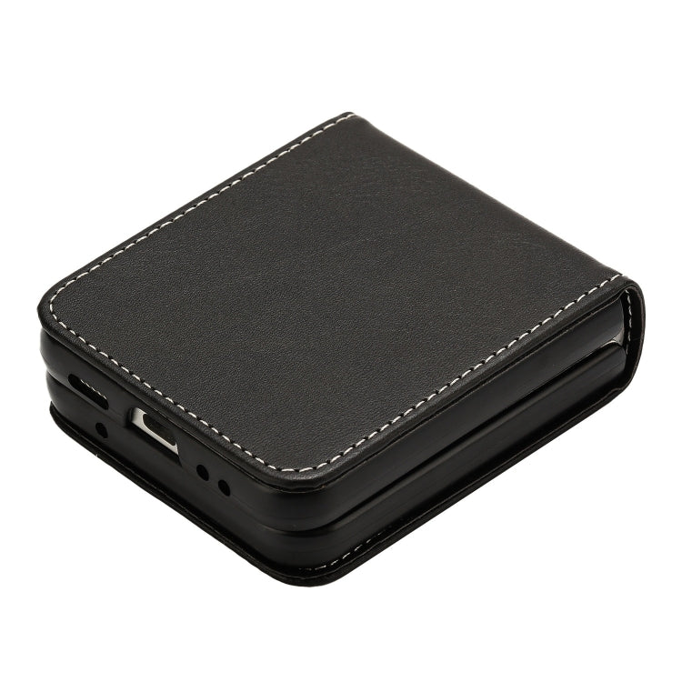 For Samsung Galaxy Z Flip3 5G Solid Color Calf Texture Folding Leather Phone Case
