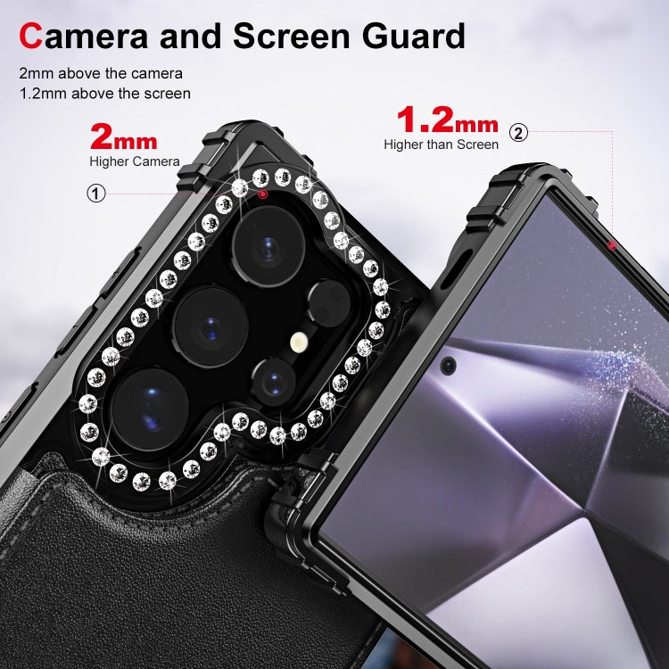 For Samsung Galaxy S24 Ultra 5G Diamond Horizontal Card Bag Leather Phone Case