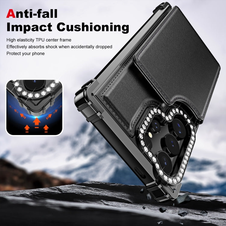 For Samsung Galaxy S24 Ultra 5G Diamond Horizontal Card Bag Leather Phone Case