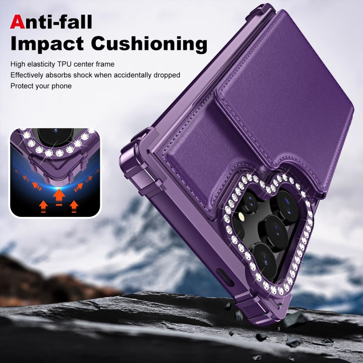 For Samsung Galaxy S24 Ultra 5G Diamond Horizontal Card Bag Leather Phone Case