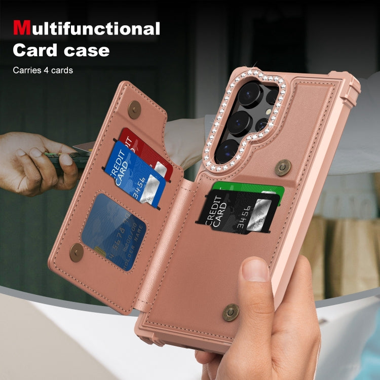 For Samsung Galaxy S24 Ultra 5G Diamond Horizontal Card Bag Leather Phone Case