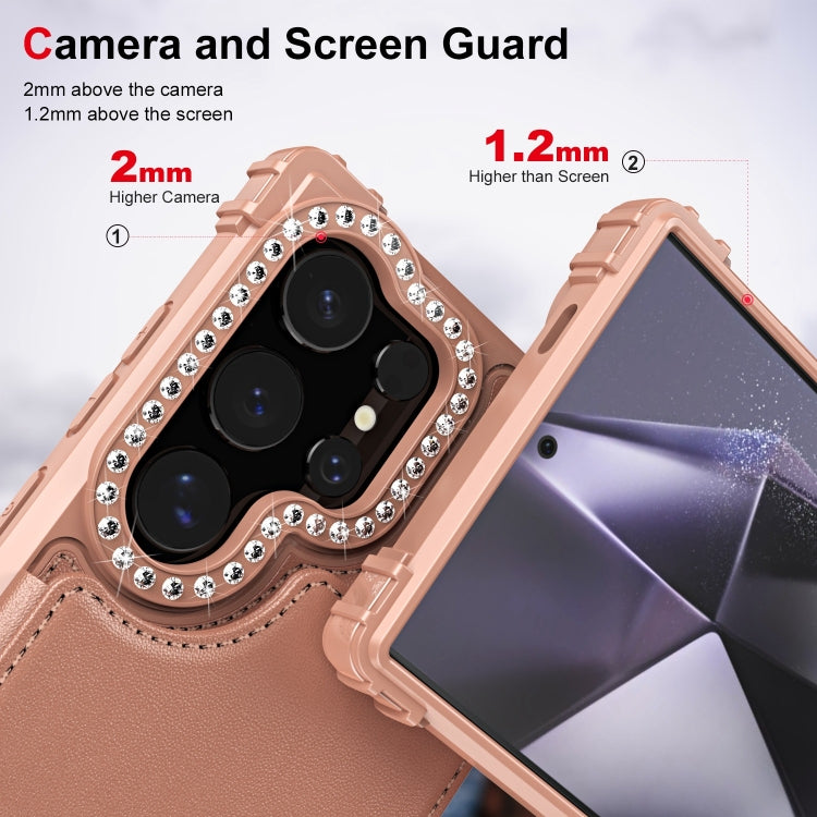 For Samsung Galaxy S24 Ultra 5G Diamond Horizontal Card Bag Leather Phone Case
