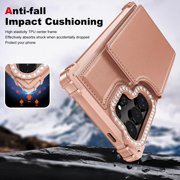 For Samsung Galaxy S24 Ultra 5G Diamond Horizontal Card Bag Leather Phone Case