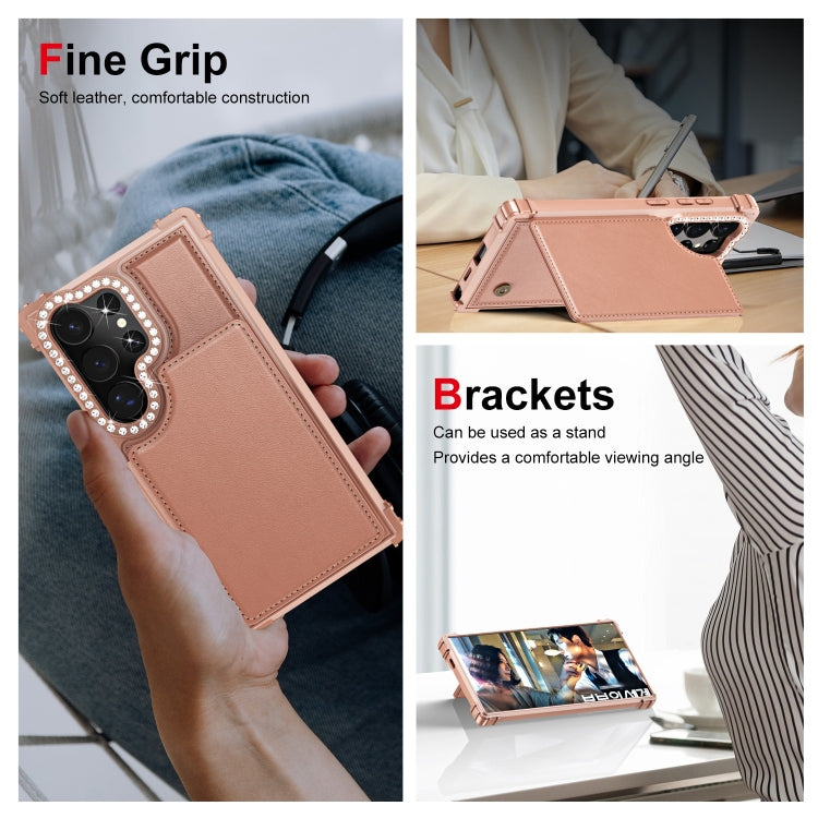 For Samsung Galaxy S24 Ultra 5G Diamond Horizontal Card Bag Leather Phone Case