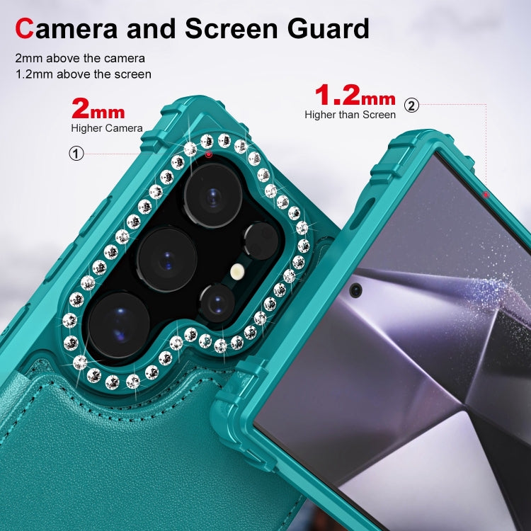 For Samsung Galaxy S24 Ultra 5G Diamond Horizontal Card Bag Leather Phone Case