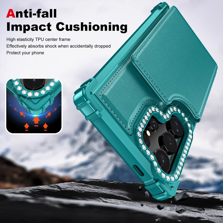 For Samsung Galaxy S24 Ultra 5G Diamond Horizontal Card Bag Leather Phone Case