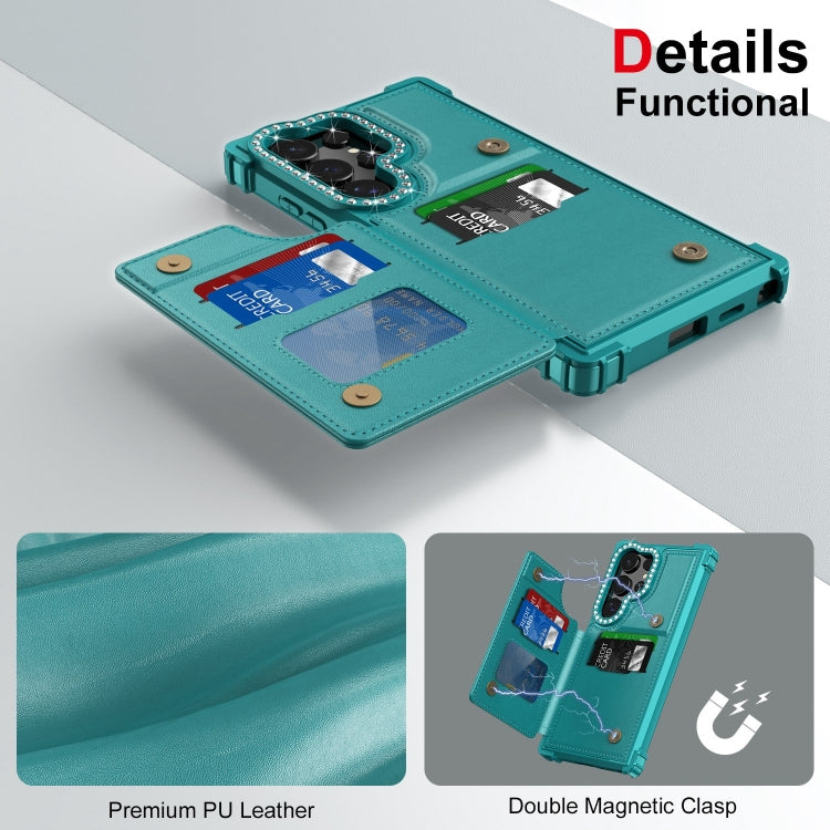 For Samsung Galaxy S24 Ultra 5G Diamond Horizontal Card Bag Leather Phone Case