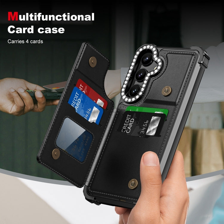 For Samsung Galaxy S24+ 5G Diamond Horizontal Card Bag Leather Phone Case