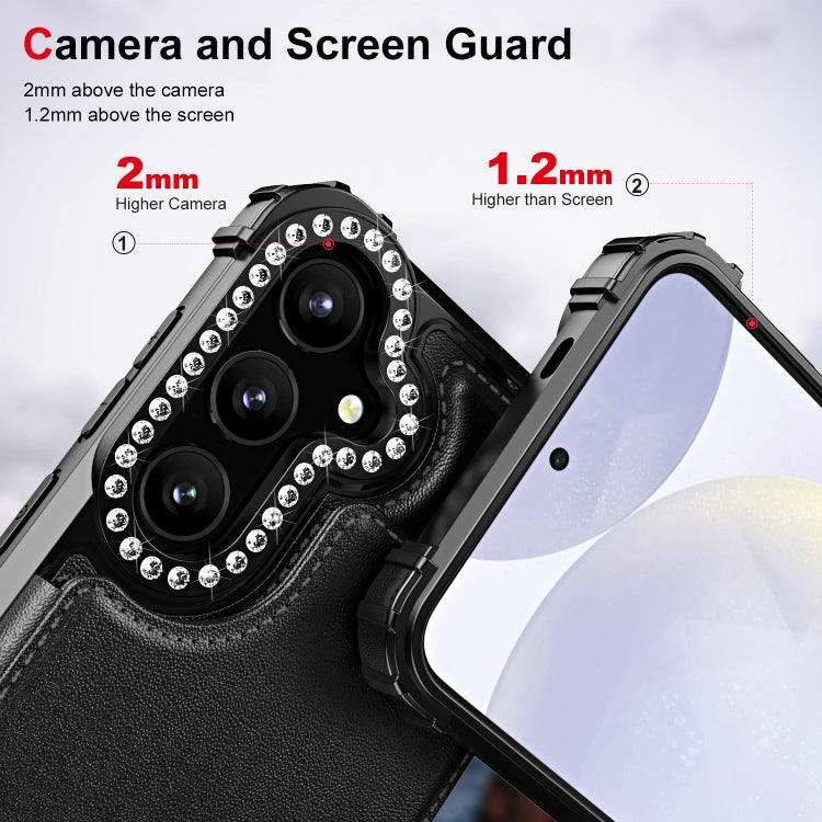 For Samsung Galaxy S24+ 5G Diamond Horizontal Card Bag Leather Phone Case