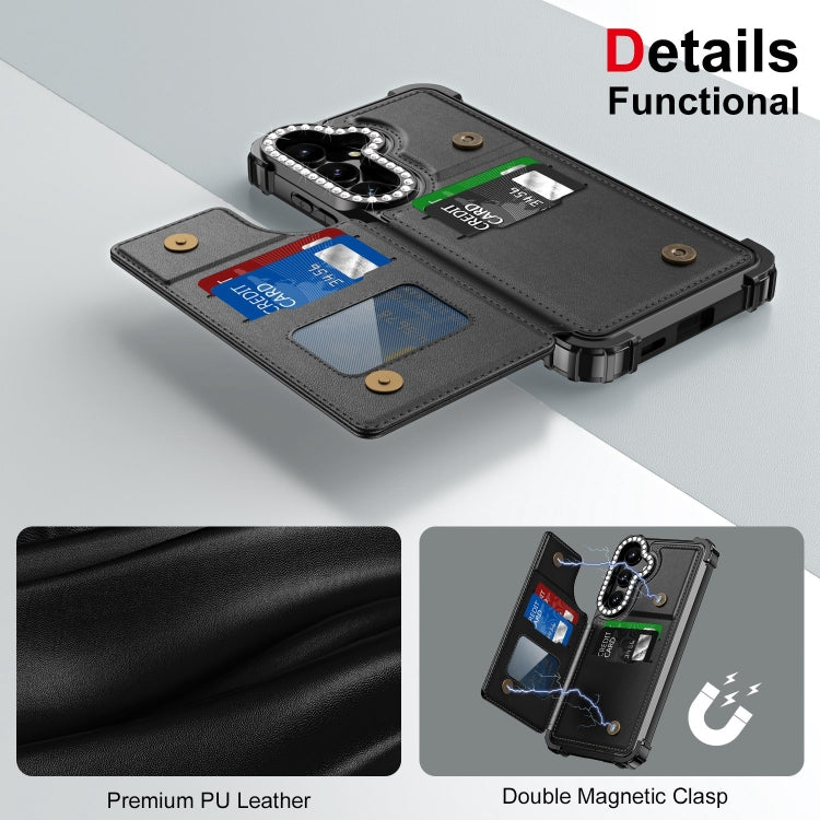 For Samsung Galaxy S24+ 5G Diamond Horizontal Card Bag Leather Phone Case