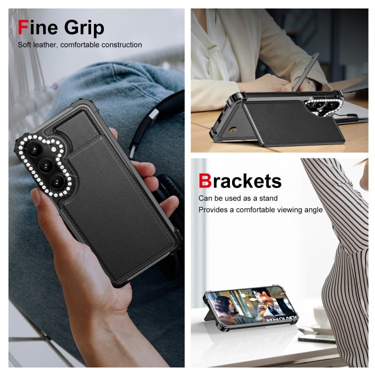 For Samsung Galaxy S24+ 5G Diamond Horizontal Card Bag Leather Phone Case