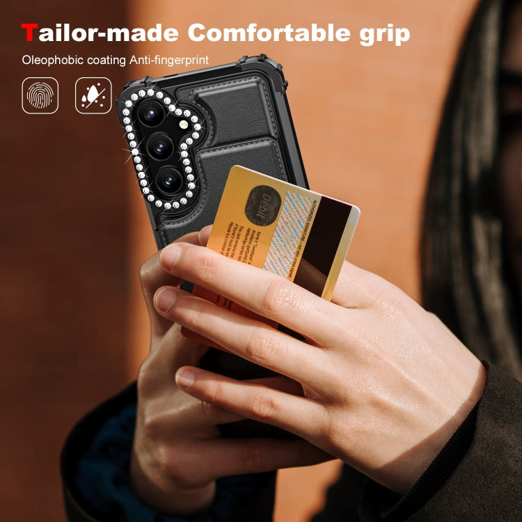 For Samsung Galaxy S24+ 5G Diamond Horizontal Card Bag Leather Phone Case