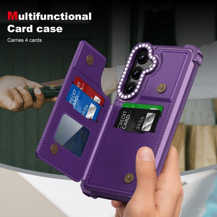 For Samsung Galaxy S24+ 5G Diamond Horizontal Card Bag Leather Phone Case
