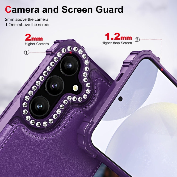 For Samsung Galaxy S24+ 5G Diamond Horizontal Card Bag Leather Phone Case