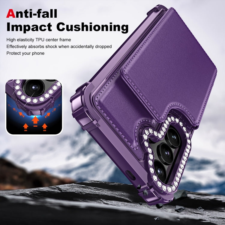 For Samsung Galaxy S24+ 5G Diamond Horizontal Card Bag Leather Phone Case