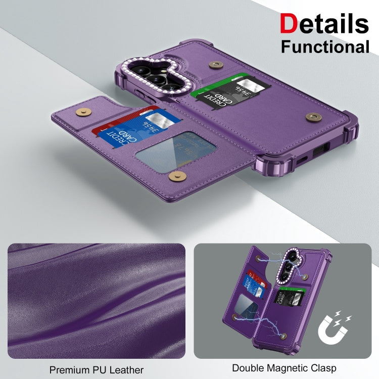 For Samsung Galaxy S24+ 5G Diamond Horizontal Card Bag Leather Phone Case