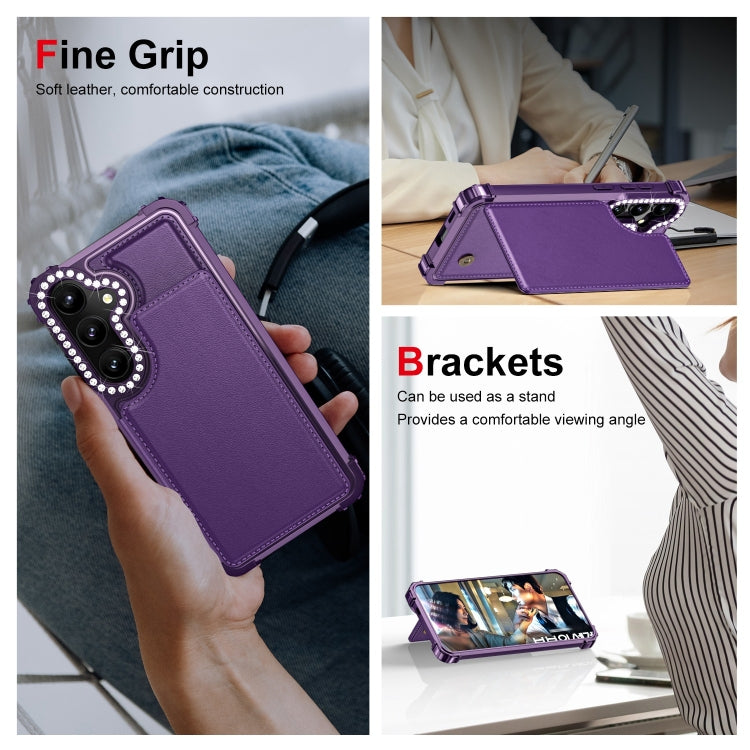 For Samsung Galaxy S24+ 5G Diamond Horizontal Card Bag Leather Phone Case