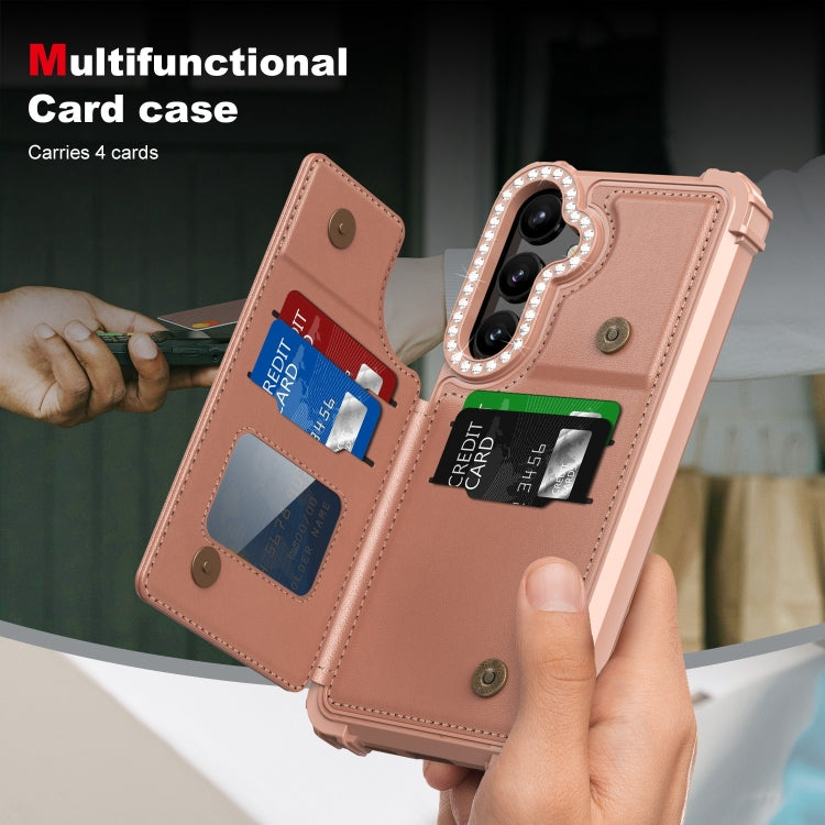 For Samsung Galaxy S24+ 5G Diamond Horizontal Card Bag Leather Phone Case