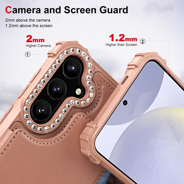 For Samsung Galaxy S24+ 5G Diamond Horizontal Card Bag Leather Phone Case