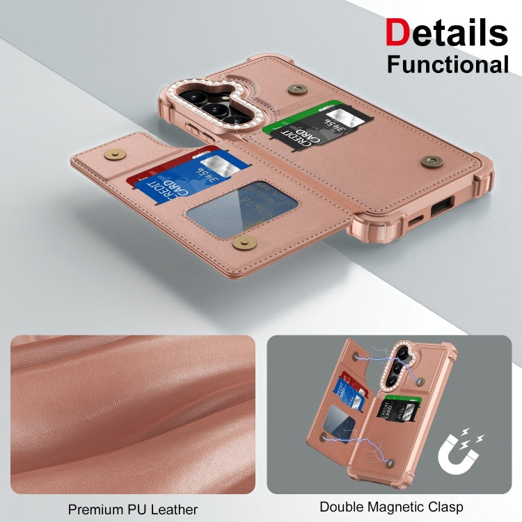 For Samsung Galaxy S24+ 5G Diamond Horizontal Card Bag Leather Phone Case