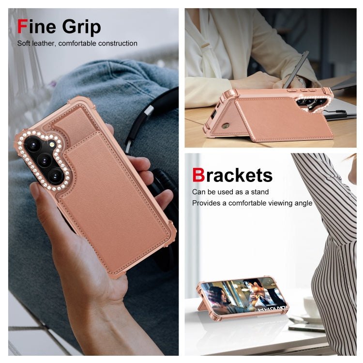 For Samsung Galaxy S24+ 5G Diamond Horizontal Card Bag Leather Phone Case