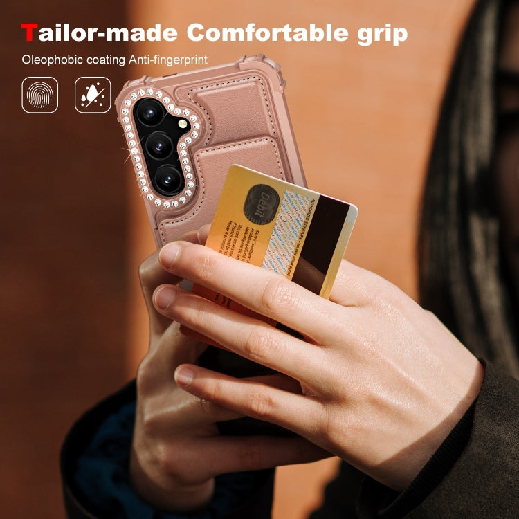 For Samsung Galaxy S24+ 5G Diamond Horizontal Card Bag Leather Phone Case