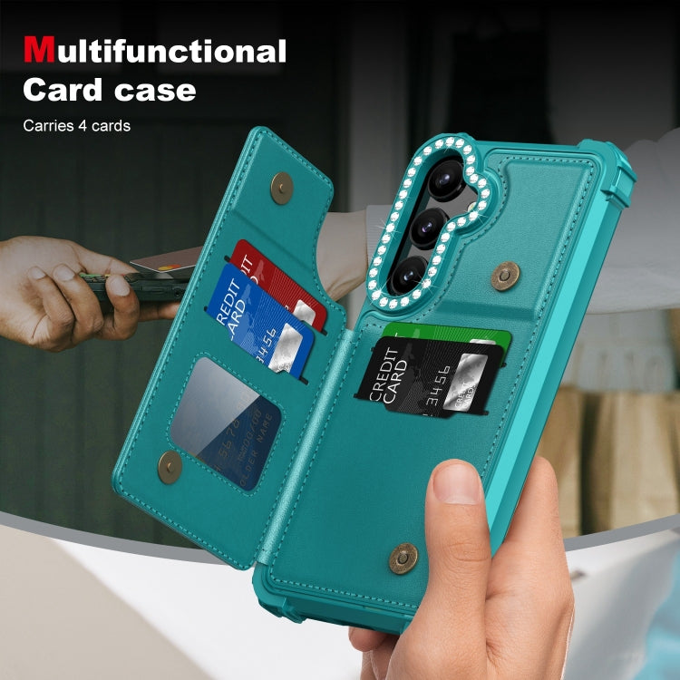 For Samsung Galaxy S24+ 5G Diamond Horizontal Card Bag Leather Phone Case