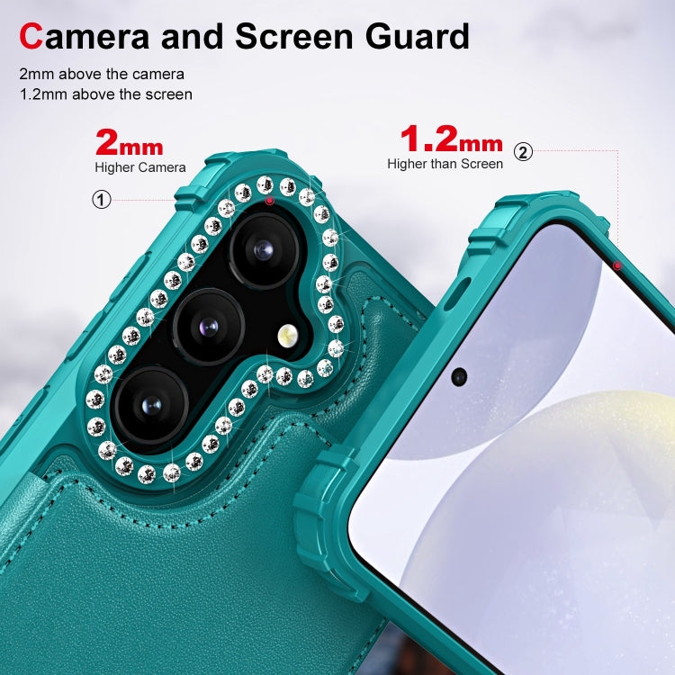 For Samsung Galaxy S24+ 5G Diamond Horizontal Card Bag Leather Phone Case