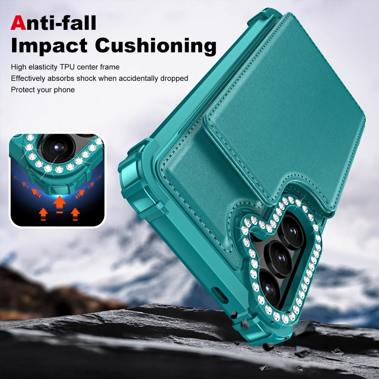 For Samsung Galaxy S24+ 5G Diamond Horizontal Card Bag Leather Phone Case