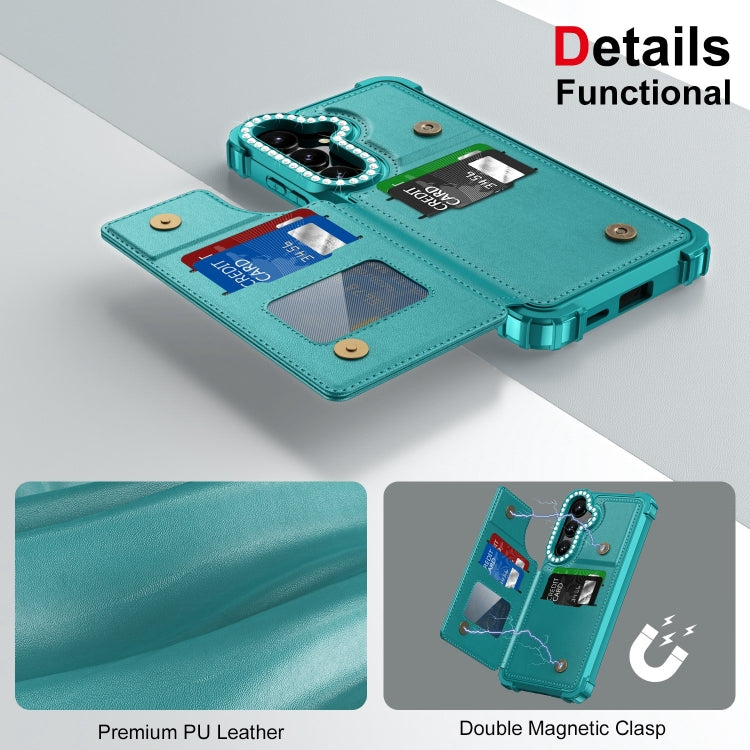 For Samsung Galaxy S24+ 5G Diamond Horizontal Card Bag Leather Phone Case