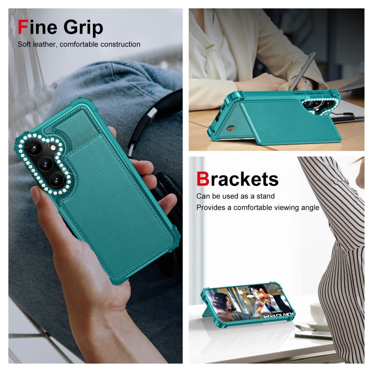 For Samsung Galaxy S24+ 5G Diamond Horizontal Card Bag Leather Phone Case