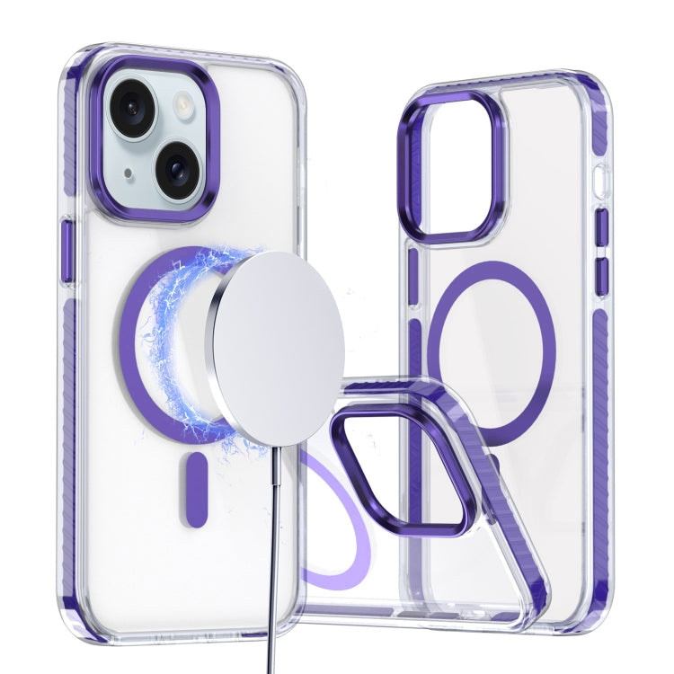 For iPhone 15 Plus Two-color TPU Hybrid PC MagSafe Phone Case