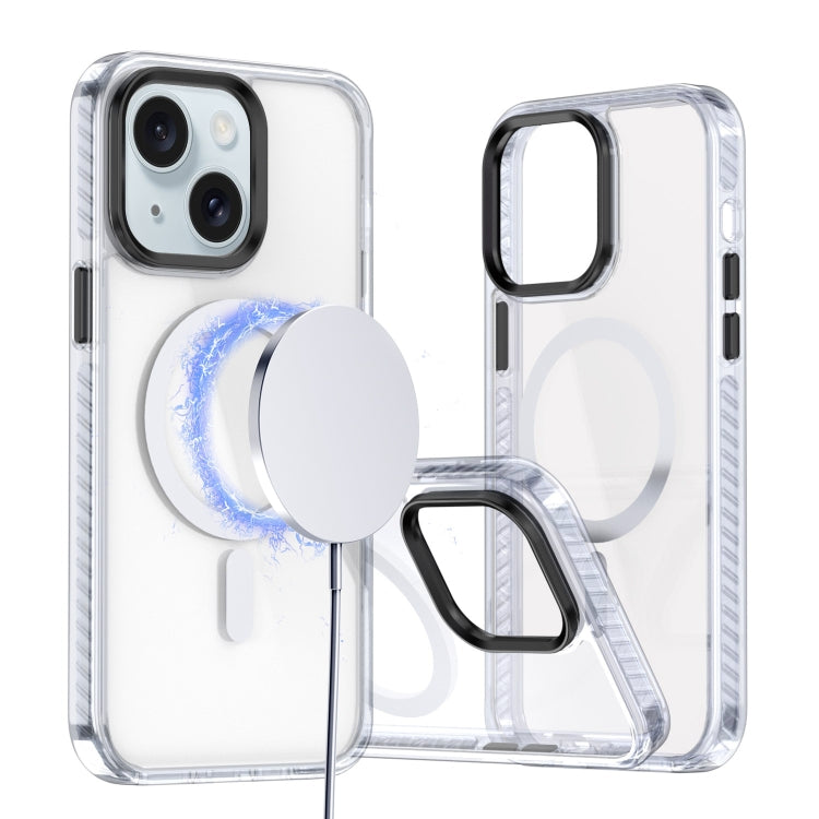 For iPhone 15 Plus Two-color TPU Hybrid PC MagSafe Phone Case
