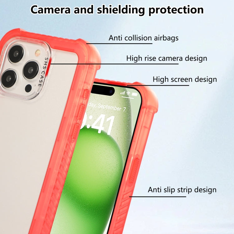 For iPhone 16 Transparent Matte TPU Hybrid PC 3-in-1 Phone Case