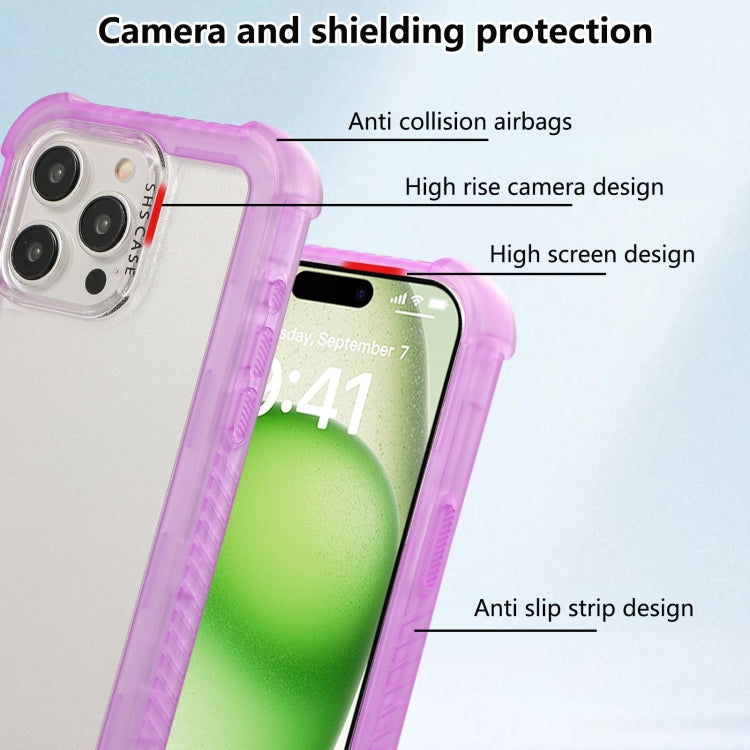 For iPhone 15 Pro Max Transparent Matte TPU Hybrid PC 3-in-1 Phone Case