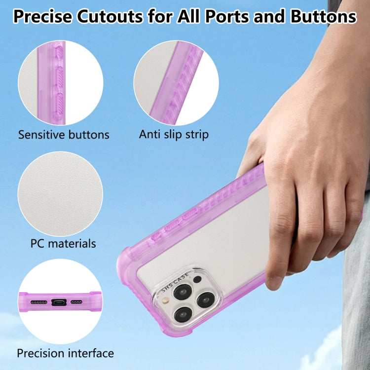 For iPhone 15 Pro Transparent Matte TPU Hybrid PC 3-in-1 Phone Case