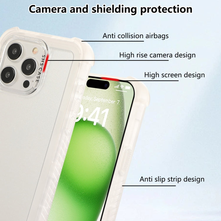 For iPhone 15 Pro Transparent Matte TPU Hybrid PC 3-in-1 Phone Case